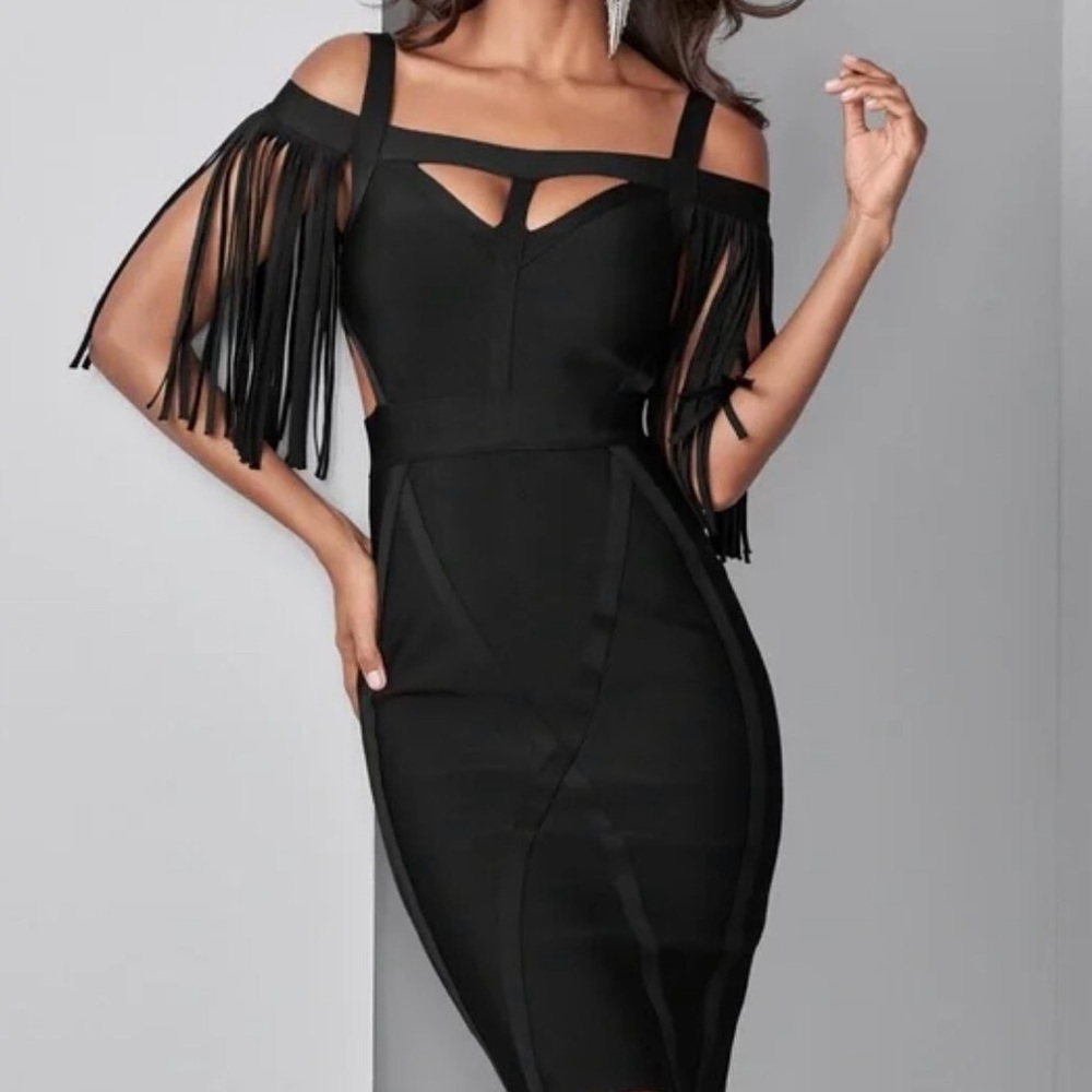 Elegant Black Fringe Dress